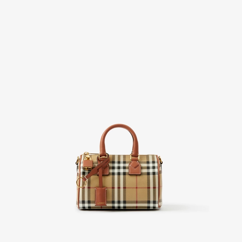 Burberry Mini Bag Tan and Brown with Signature Check